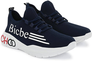 Men's Stylish and Trendy Navy Blue Printed Mesh Casual Sneakers