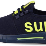 Men's Stylish and Trendy Navy Blue Printed Mesh Casual Sneakers