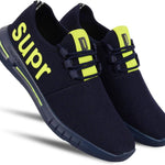 Men's Stylish and Trendy Navy Blue Printed Mesh Casual Sneakers
