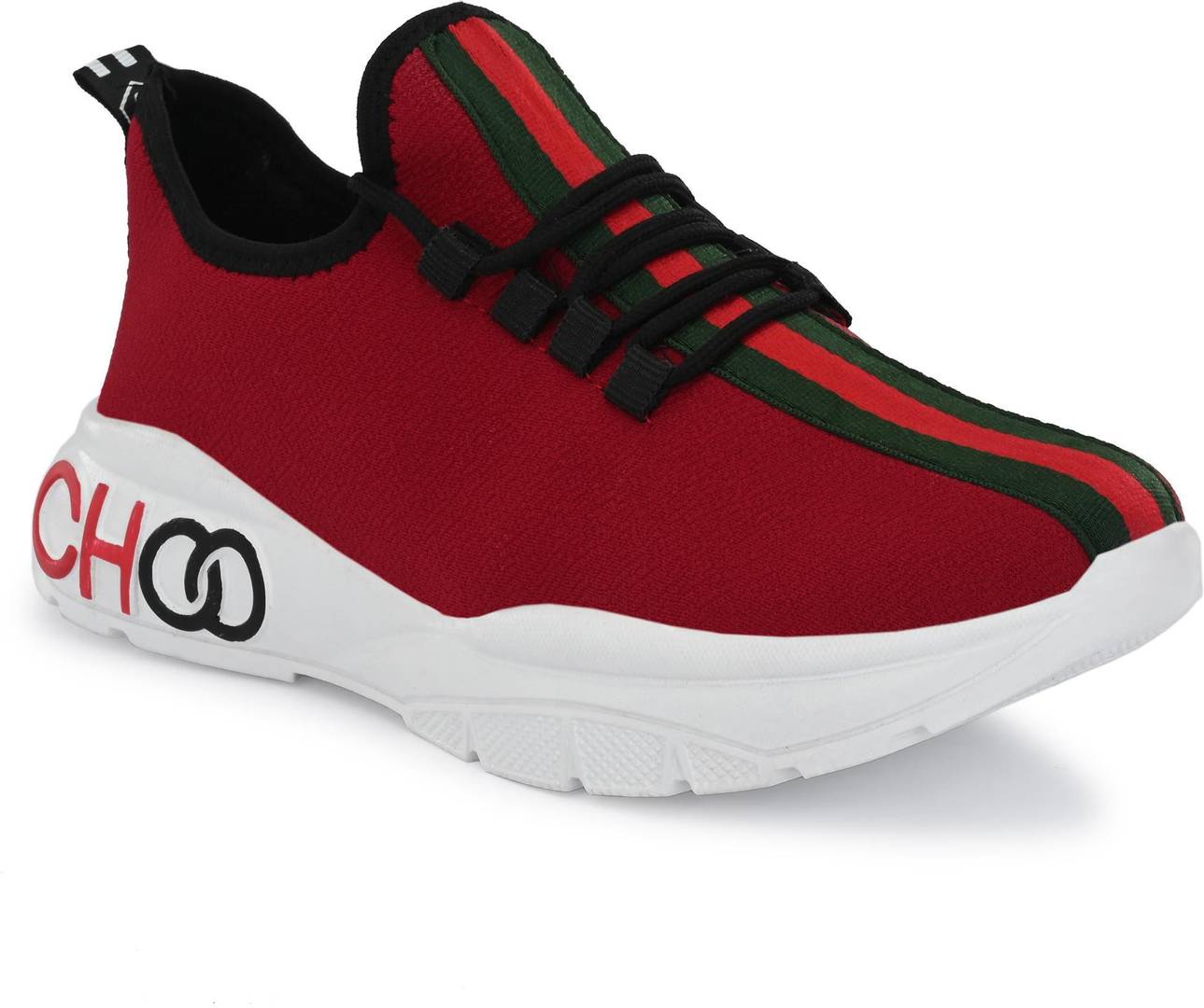 Men's Stylish and Trendy Red Striped Mesh Casual Sneakers