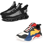 Stylish Multicoloured Mesh Self Design Running Sports Shoes For Men - Pack Of 2