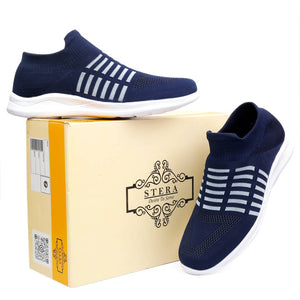 Stylish Mesh Navy Blue Sports Shoes For Men