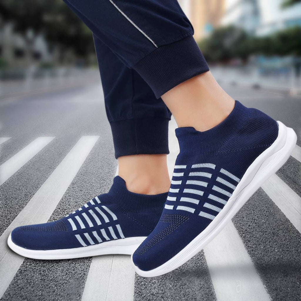 Stylish Mesh Navy Blue Sports Shoes For Men