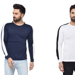 Men's Multicoloured Cotton Self Pattern Round Neck Tees (Pack of 2)