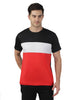 Men's Red Polyester Self Pattern Round Neck Tees