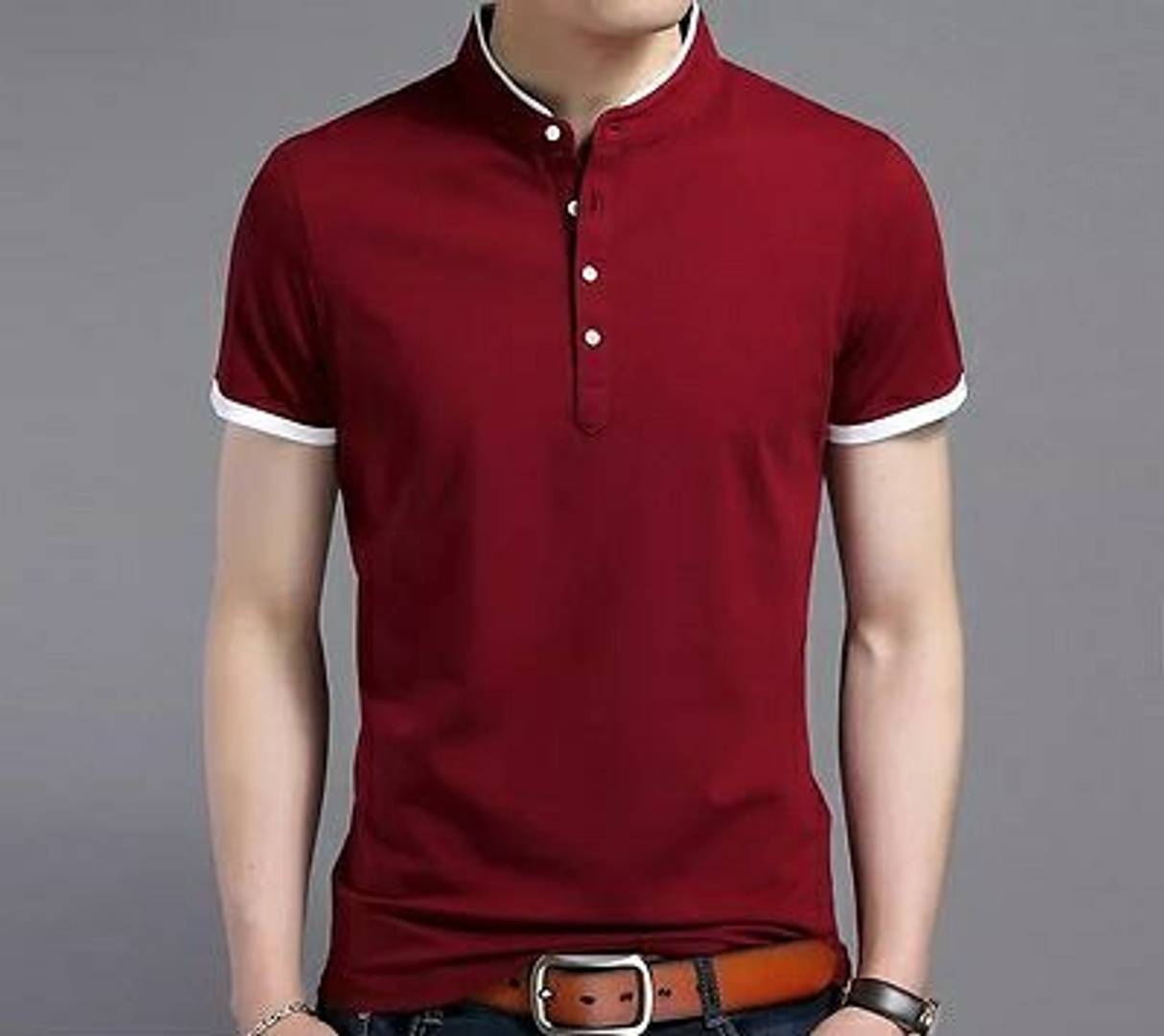 Stylish Cotton Solid Henley Neck T-shirt For Men
