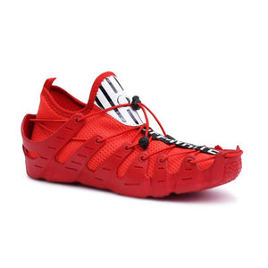 Stylish Red Mesh Self Design Sports Shoes For Men