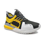 Stylish Yellow Mesh Self Design Sports Shoes For Men