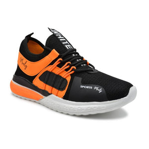 Stylish Orange Mesh Self Design Sports Shoes For Men