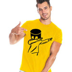 Men's Yellow Printed Round Neck T-Shirt