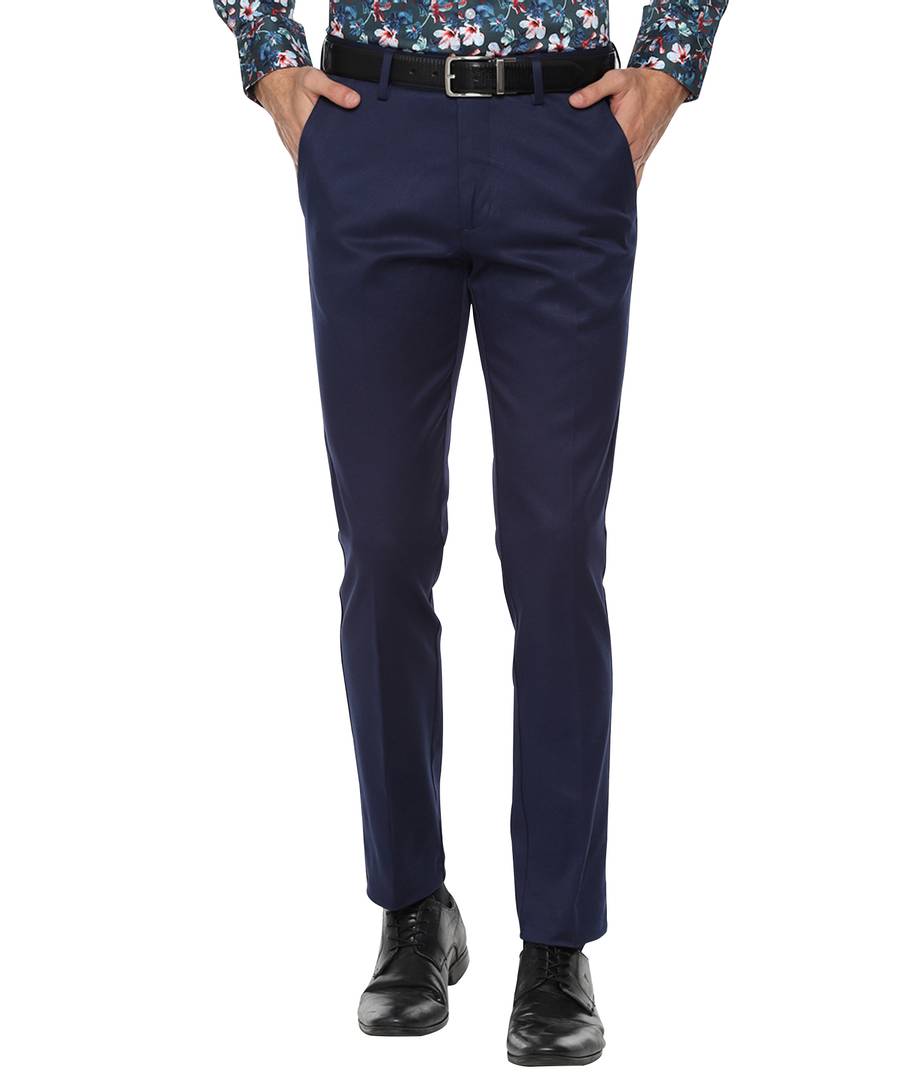 Buy Men Navy Check Slim Fit Formal Trousers Online  709795  Peter England