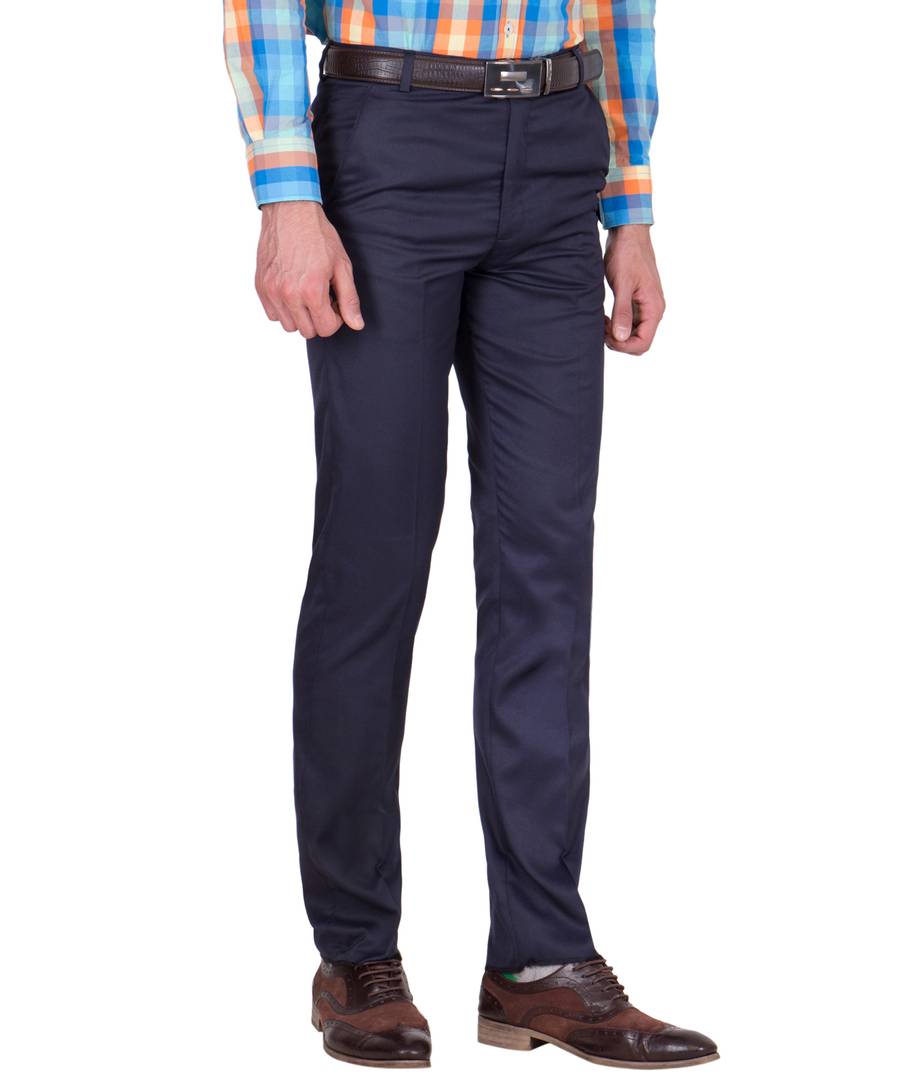Buy LOUIS PHILIPPE Mid Blue Mens Slim Fit Structured Trousers | Shoppers  Stop