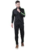 Men's Trendy Black Self Pattern Polyester Regular Fit Tracksuit