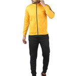 Men's Trendy Yellow Solid Polyester Regular Fit Tracksuit