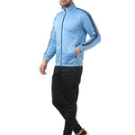 Men's Trendy Blue Solid Polyester Regular Fit Tracksuit