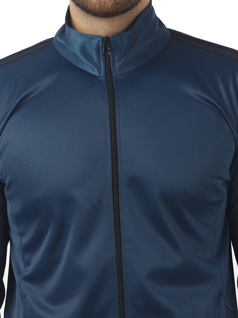 Men's Trendy Navy Blue Solid Polyester Regular Fit Tracksuit