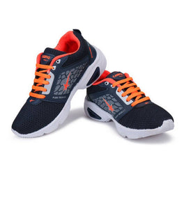 Stylish Canvas Orange Self Design Sports Shoes For Men