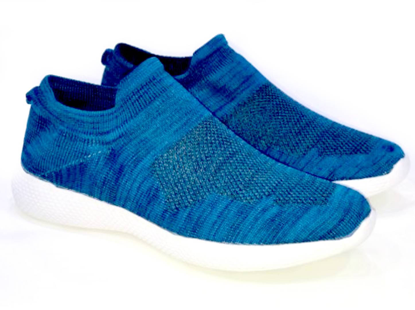 Stylish Air Mesh Blue Self Design Sports Shoes For Men