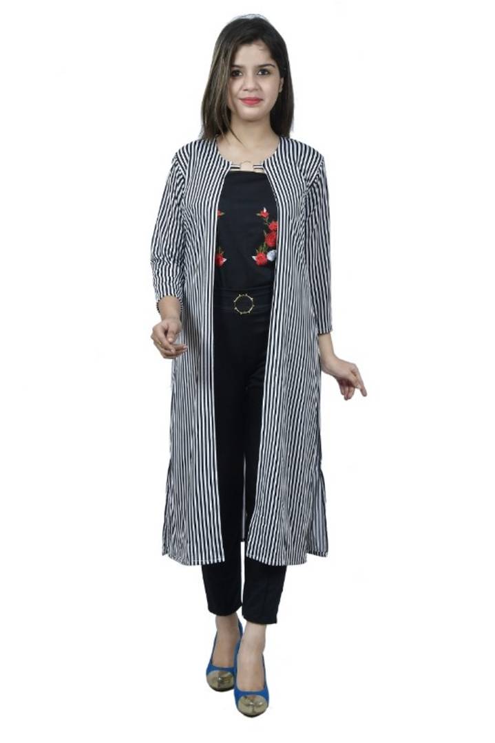 exclusively Imported Stretchable fabric 3 Pc set, Top Pant and Shrug.