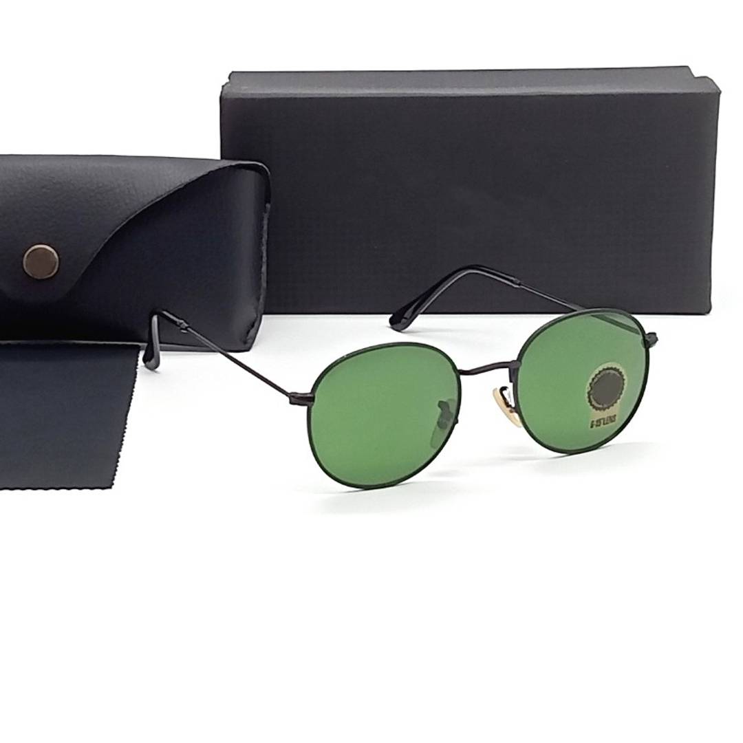 Stylish Black Green Round Sunglasses