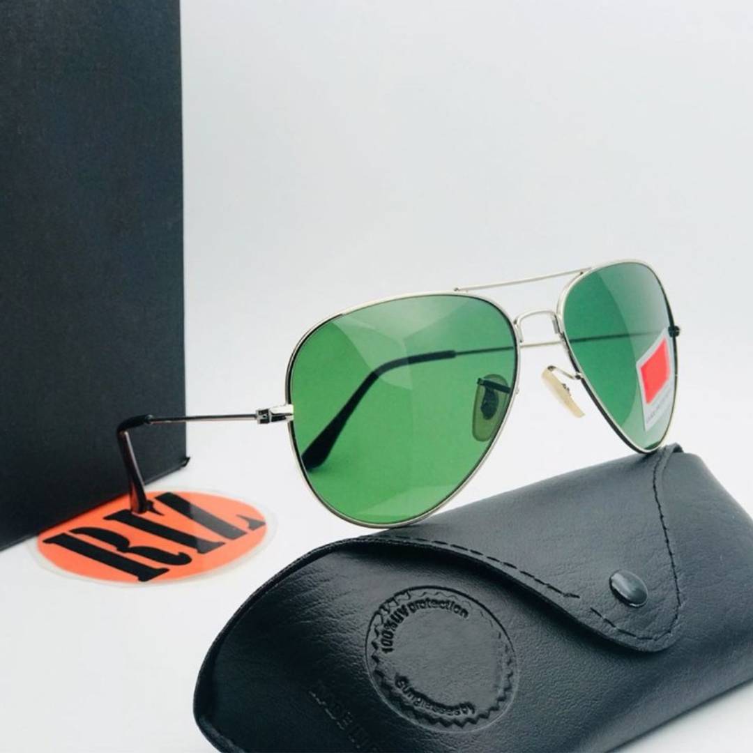 Silver Green B2 Aviator Mirror Sunglasses 3026