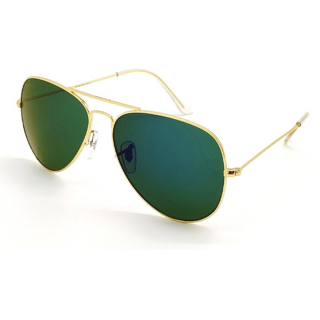 Gold Blue Candy Aviator Mirror Sunglasses 3026