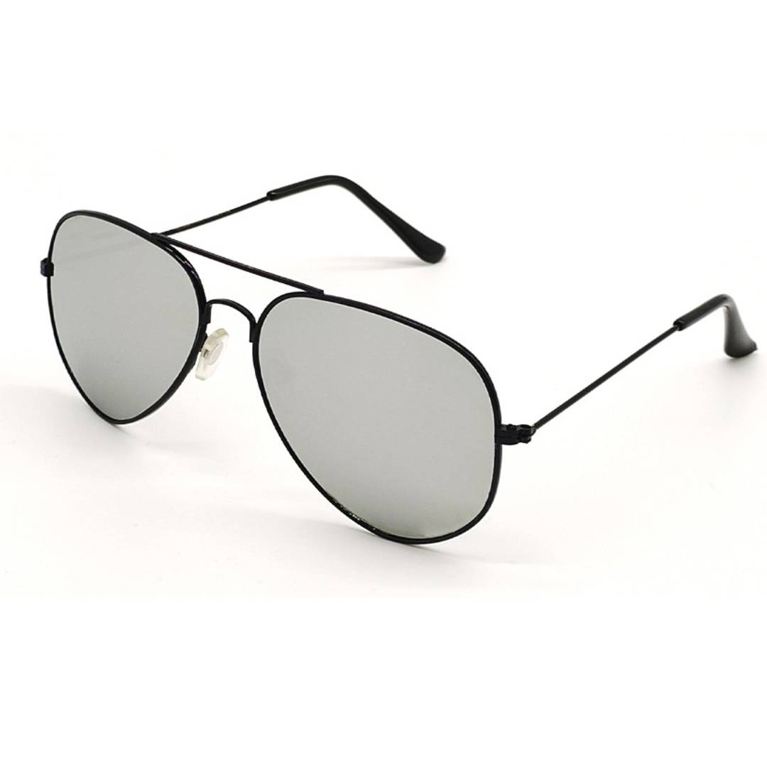 Black Silver Mercury Aviator Mirror Sunglasses 3026
