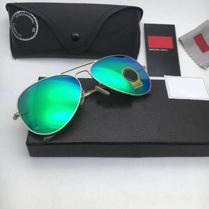 Gold Aqua Green Mercury  Aviator Mirror Sunglasses 3026