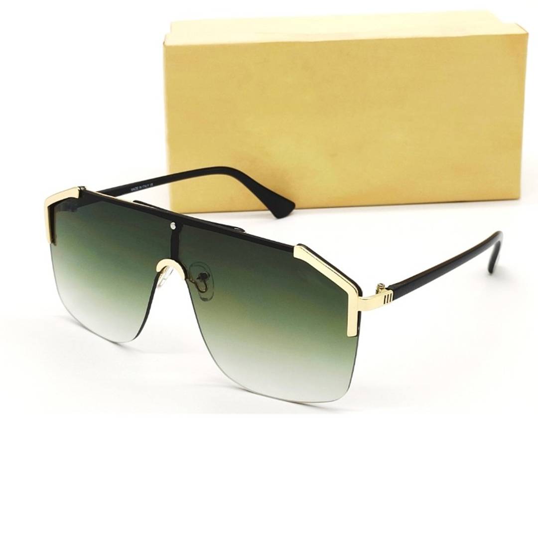 Golden Green Square Sunglasses for Men
