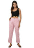 Womens cotton stripe printed mid rise regular fit 1 pocket semi elastic casual trouser