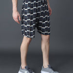 Trendy Cotton Hoisery Black Printed Regular Fit Shorts For Men