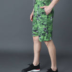 Trendy Cotton Hoisery Green Printed Regular Fit Shorts For Men