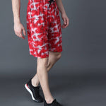 Trendy Cotton Hoisery Red Printed Regular Fit Shorts For Men