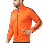Stunning Orange Polyester Self Pattern Sporty Jacket For Men