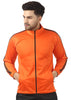 Stunning Orange Polyester Self Pattern Sporty Jacket For Men
