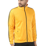Stunning Yellow Polyester Self Pattern Sporty Jacket For Men