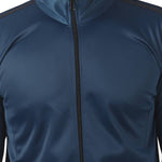 Stunning Navy Blue Polyester Self Pattern Sporty Jacket For Men