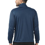 Stunning Navy Blue Polyester Self Pattern Sporty Jacket For Men