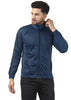 Stunning Navy Blue Polyester Self Pattern Sporty Jacket For Men