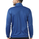 Stunning Blue Polyester Self Pattern Sporty Jacket For Men