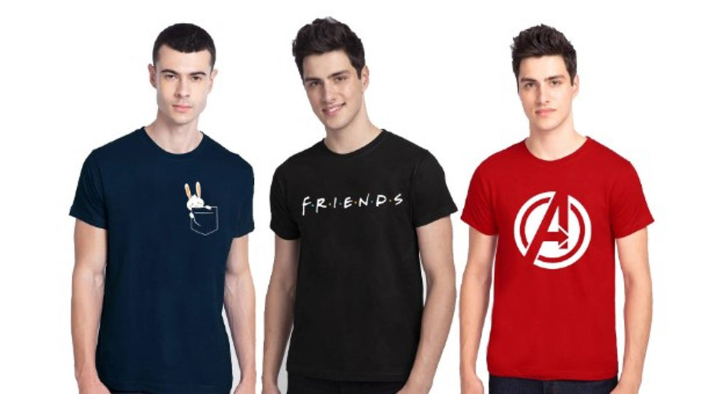 Trendy Stylish Polycotton Round Neck Tee for Men || Combo of 3 ||