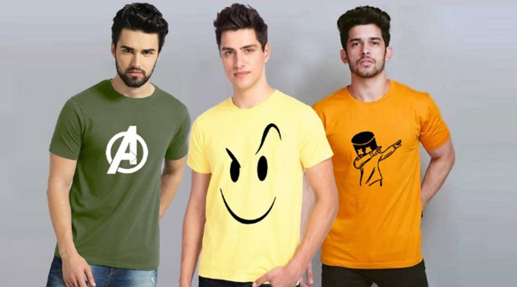 Trendy Stylish Polycotton Round Neck Tee for Men || Combo of 3 ||