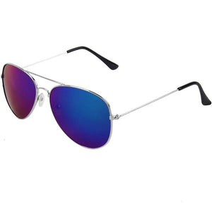 Alvia Silver and Blue Mercury Aviator Sunglasses