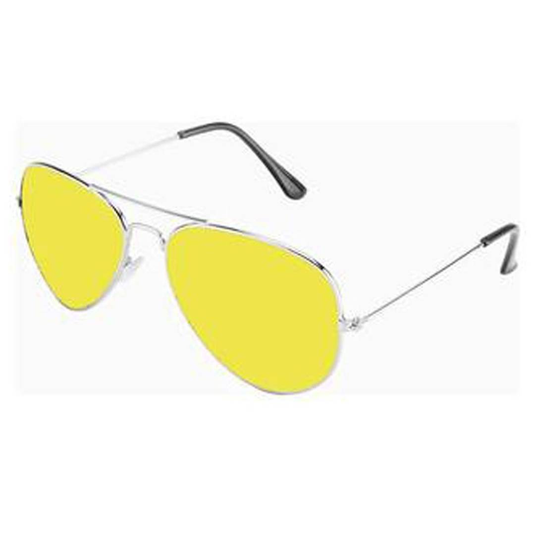 Alvia Silver and Yellow Aviator Sunglasses