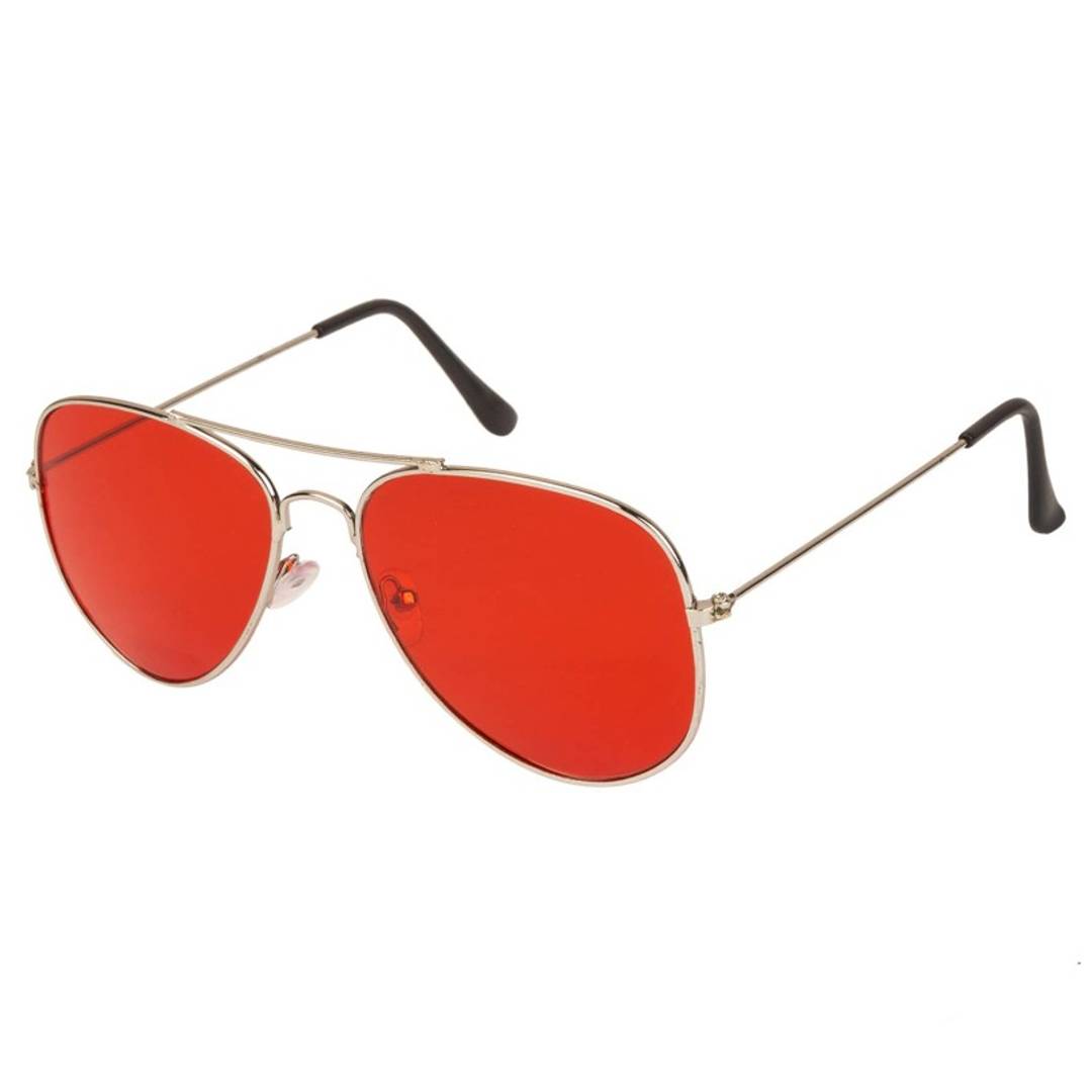 Alvia Silver and Red Aviator Sunglasses