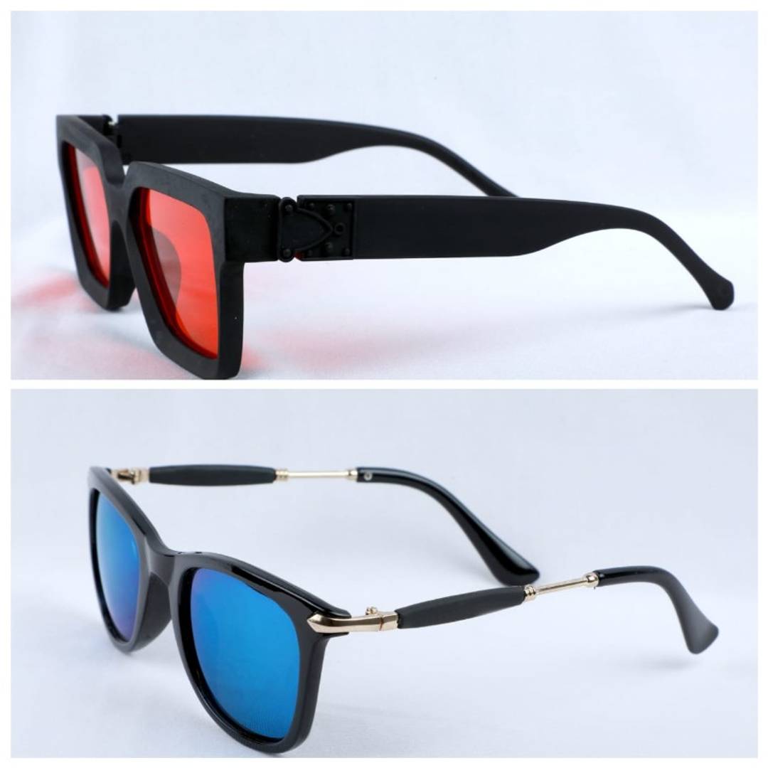 Trendy Plastic and Metal Sunglass for Unisex 2 Pieces