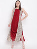 Stylish Maroon Georgette Rayon Solid Kurta with Printed Shrug For Women