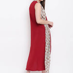 Stylish Maroon Georgette Rayon Solid Kurta with Printed Shrug For Women