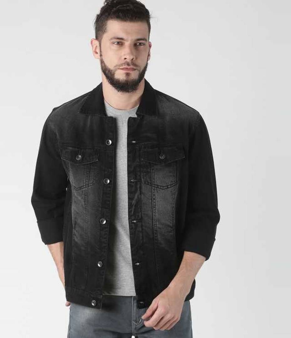 Stylish Full Sleeve Self Design Men Denim Jacket For Men
