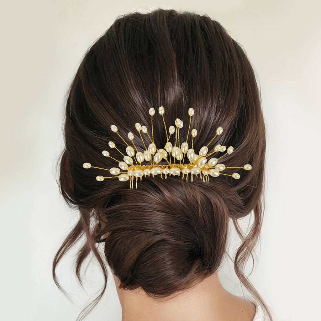 Stylish Gold Plated Women Hair Brooch Comb For Party